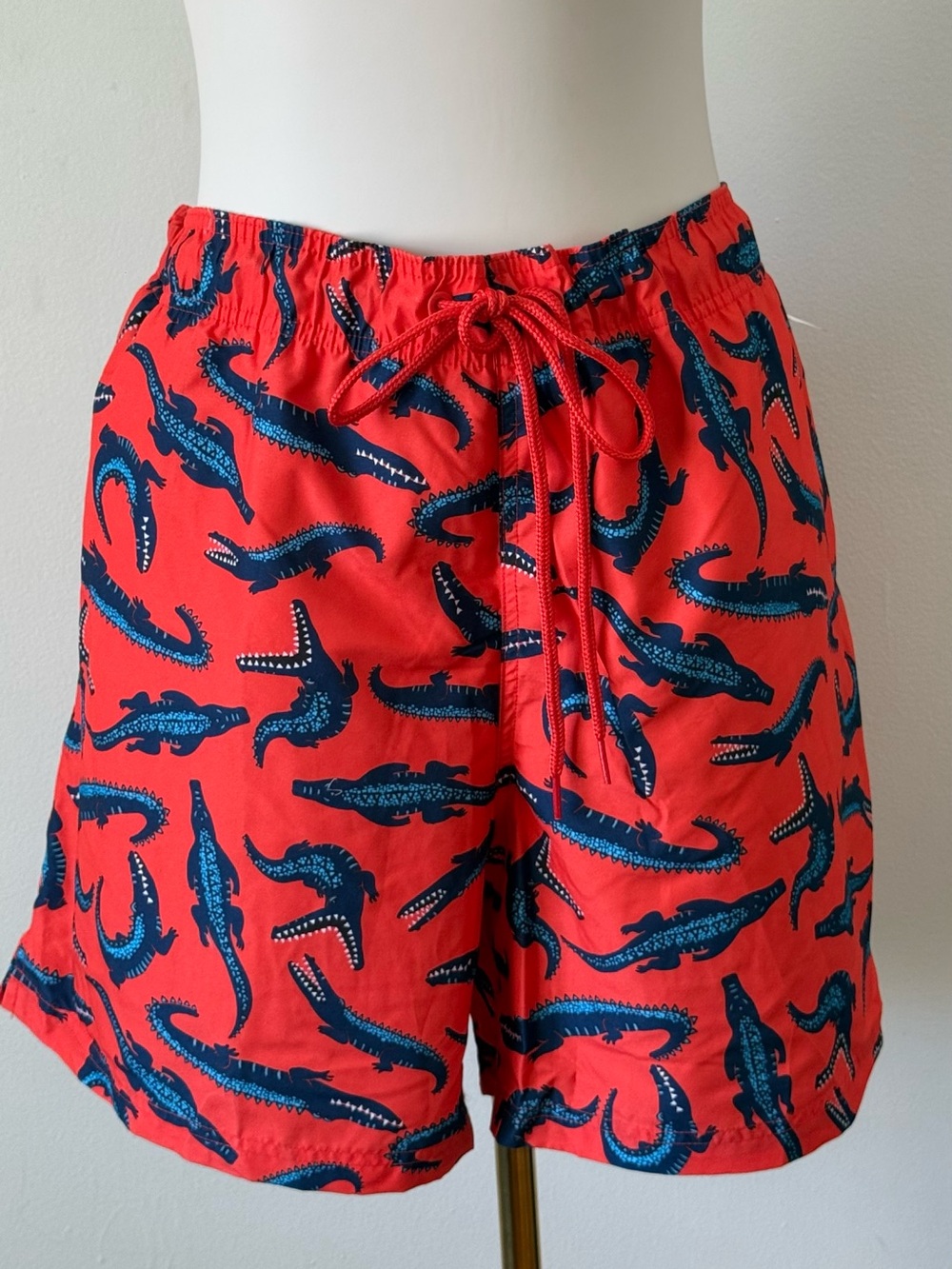 NWOT Men Alligator Print Swim Shorts Trunks Red Blue Summer